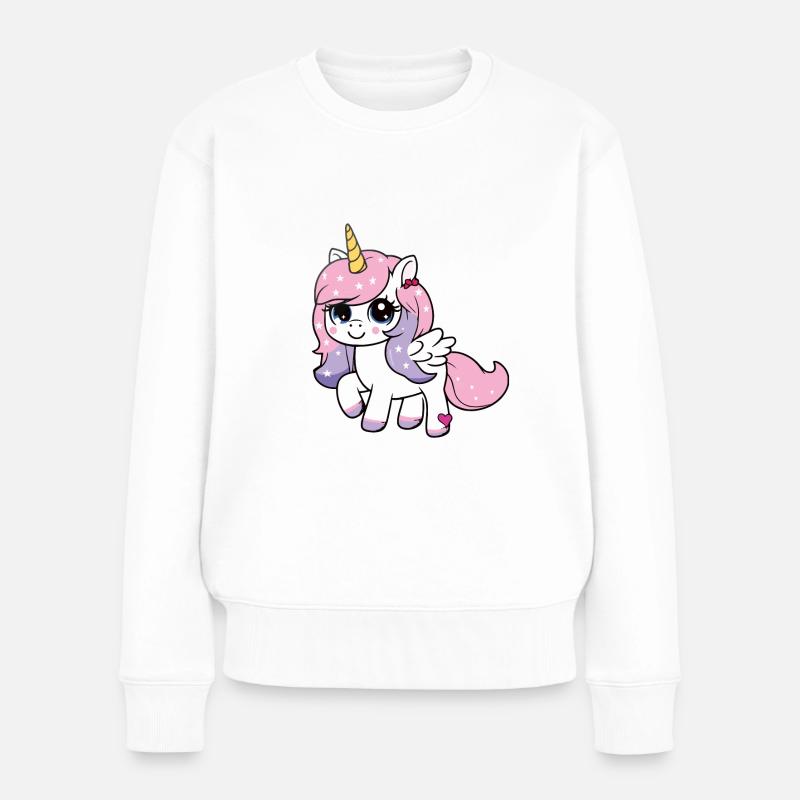 Einhorn mit Sterne - Frauen Premium Bio Pullover - Weiß