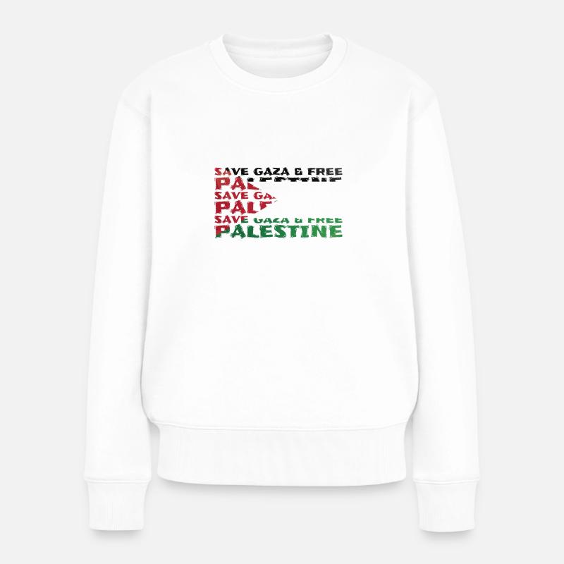 Free Palestine Save Gaza - Frauen Premium Bio Pullover - Weiß