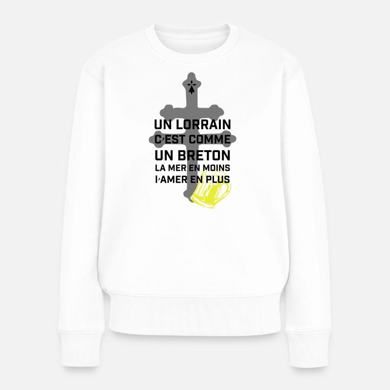 Croix lorraine et chope jaune - Pull Premium bio Femme - blanc