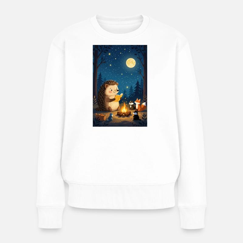 Hérisson conteur sous la lune - Pull Premium bio Femme - blanc