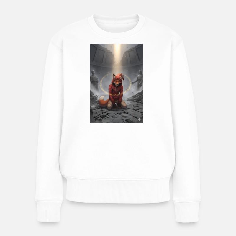 Roter Fuchs im Ritualkreis - Frauen Premium Bio Pullover - Weiß