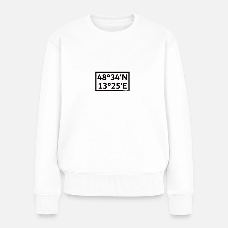 Passau Koordinaten - Frauen Premium Bio Pullover - Weiß