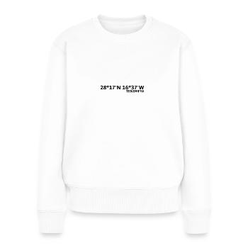 Teneriffa Koordinaten - Frauen Premium Bio Pullover - Weiß - Vorne - Julia (174cm)