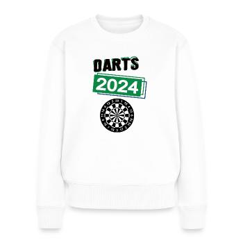Dart Spieler Darts Team Turnier Mannschaft in 2024 - Frauen Premium Bio Pullover - Weiß - Vorne - Julia (174cm)