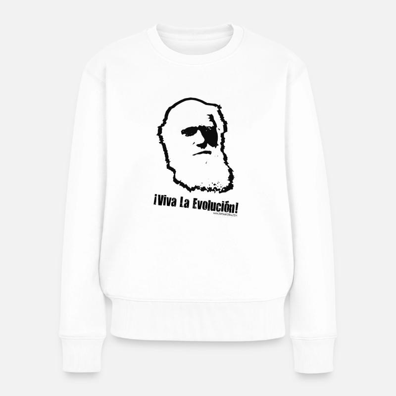 Charles Darwin: Viva La Evolucion! - Frauen Premium Bio Pullover - Weiß