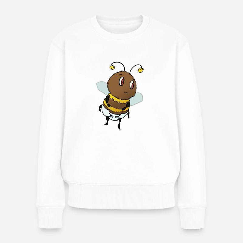 Baby-Hummel mit Windel - Frauen Premium Bio Pullover - Weiß