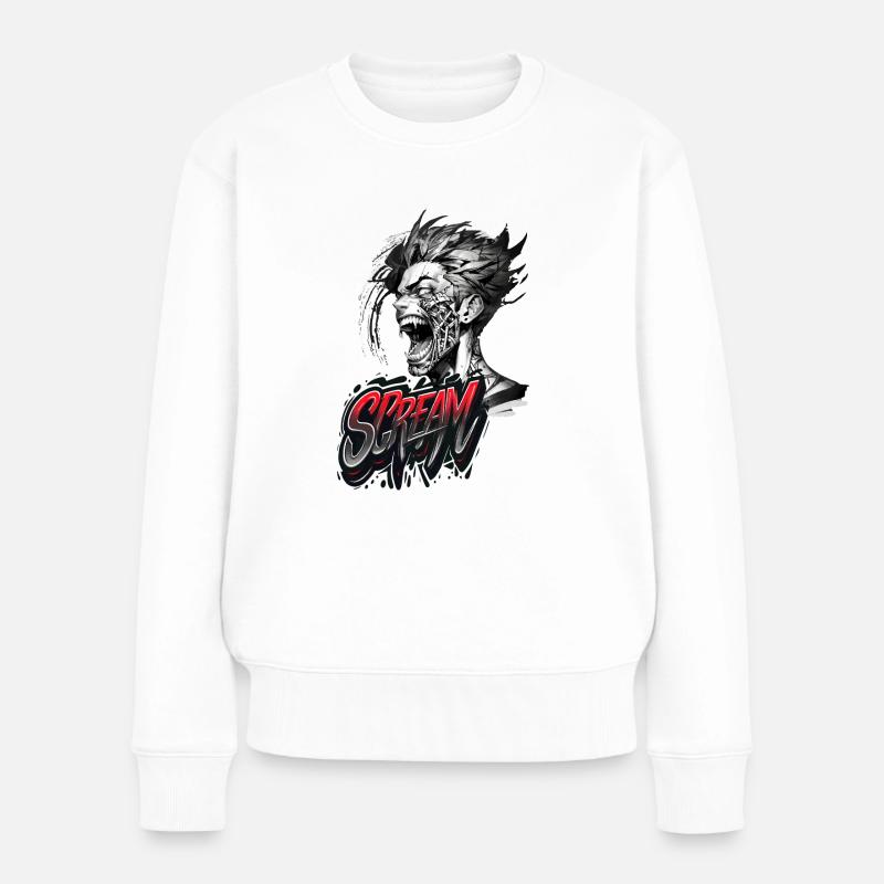 Schrei - Frauen Premium Bio Pullover - Weiß
