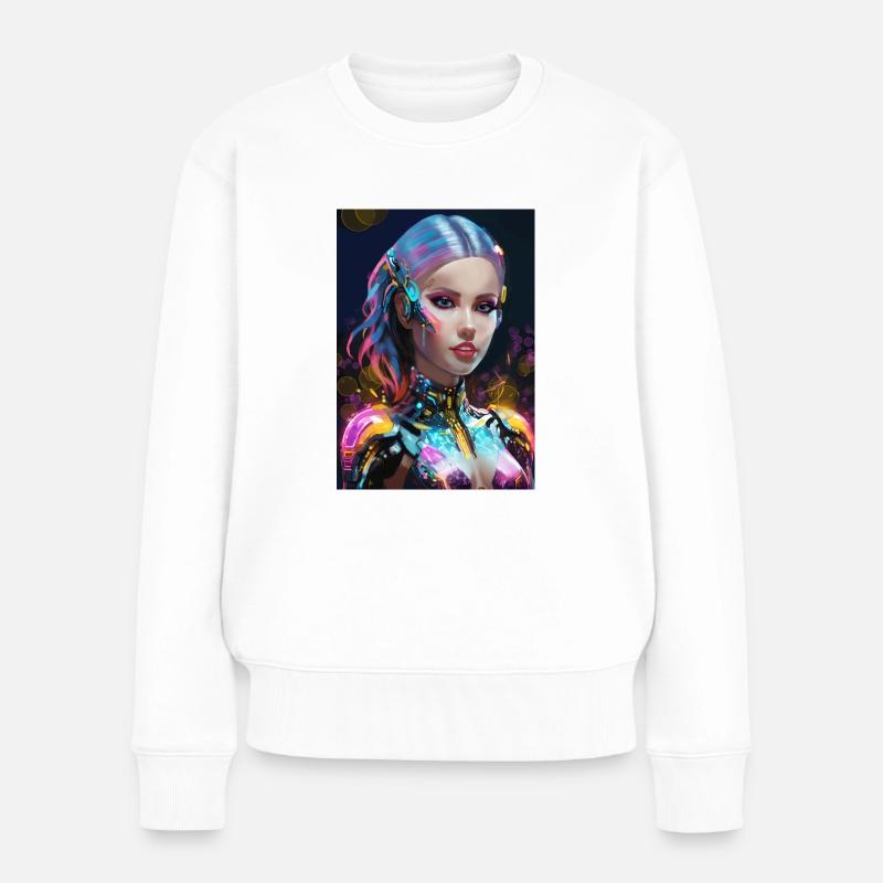Cyberpunk-Avatar - Frauen Premium Bio Pullover - Weiß