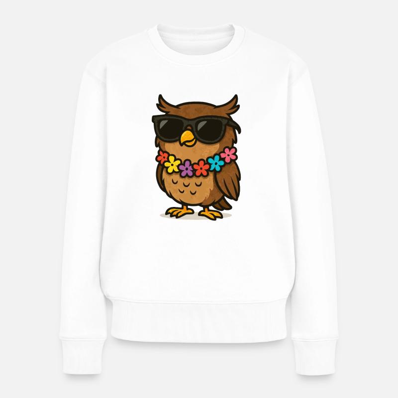 eule sonnenbrille - Frauen Premium Bio Pullover - Weiß