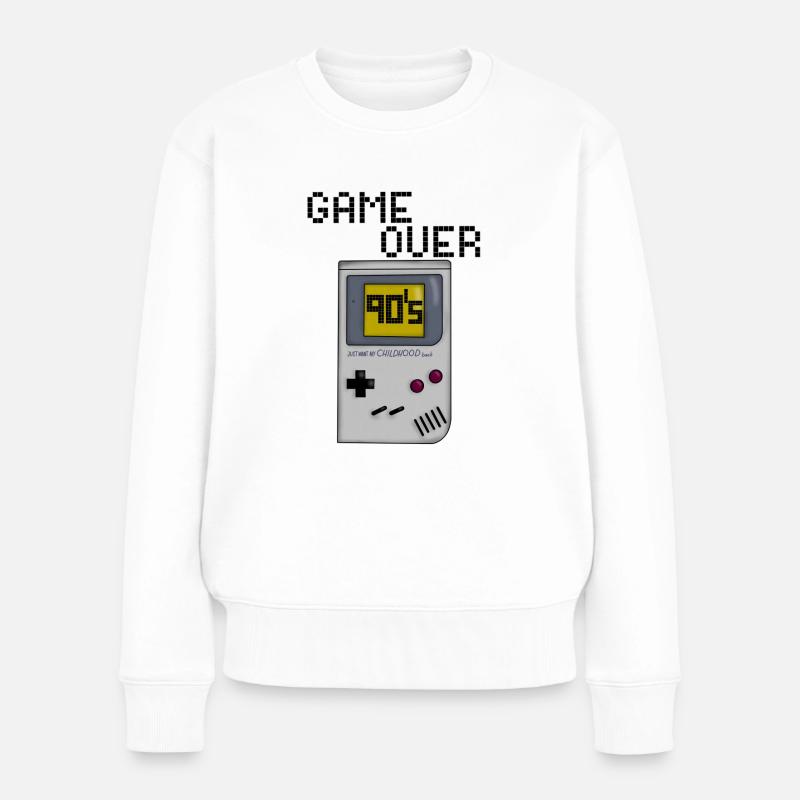 Game Over 90er - Frauen Premium Bio Pullover - Weiß