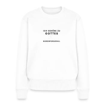 jesus christlich bibel Kreuz Bodenpersonal - Frauen Premium Bio Pullover - Weiß - Vorne - Julia (174cm)