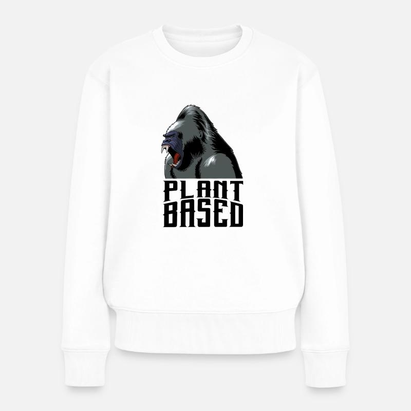 Gorilla auf pflanzlicher Basis - Frauen Premium Bio Pullover - Weiß