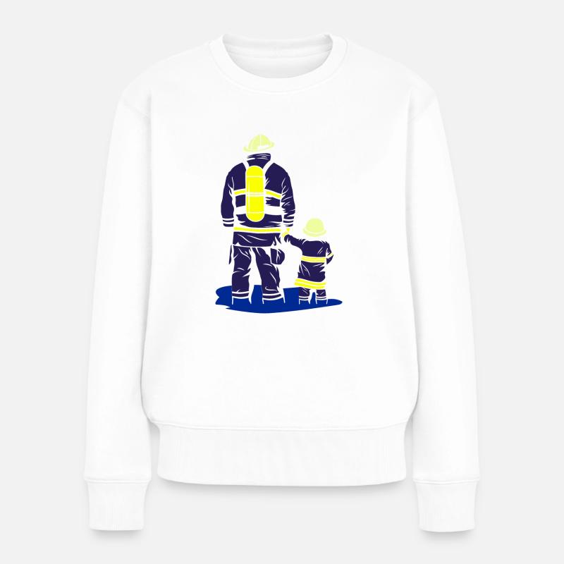 Papa pompier avec fils - Pull Premium bio Femme - blanc
