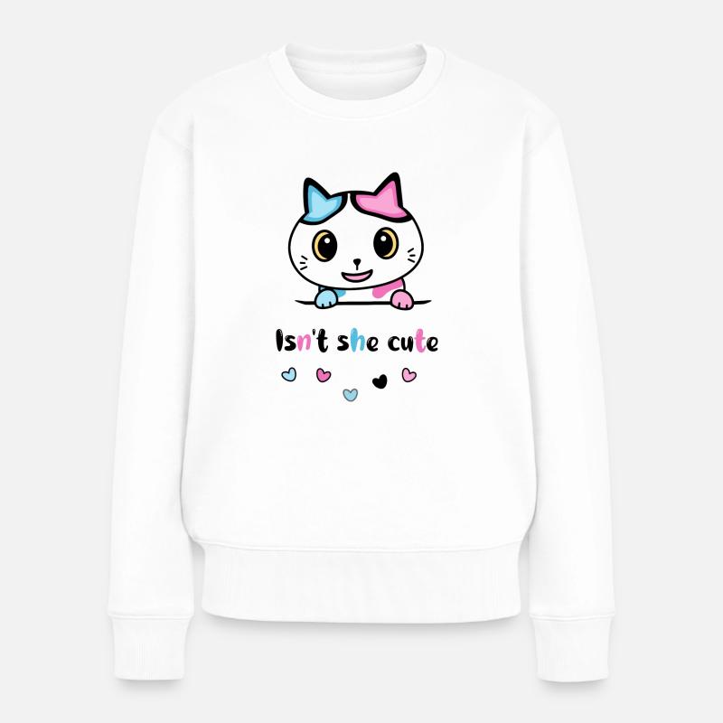 Little cat "Isn't she cute" - Frauen Premium Bio Pullover - Weiß