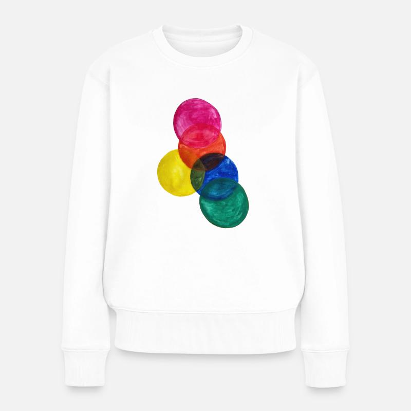 Coloured Circles - Frauen Premium Bio Pullover - Weiß