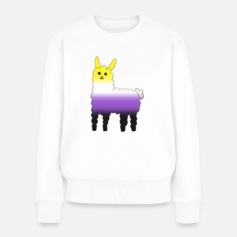 Lama Nicht-binär - Frauen Premium Bio Pullover - Weiß