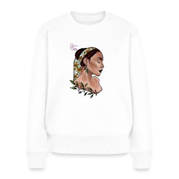 Flower Woman side portrait - Women's Premium Organic Jumper - white - Front - Julia (174cm)