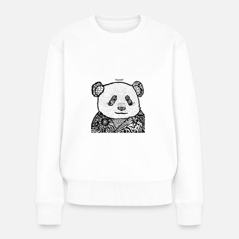 PANDA MANDALAS - Frauen Premium Bio Pullover - Weiß