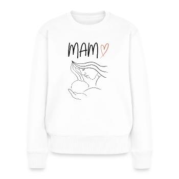 Mama mit Baby <3 - Frauen Premium Bio Pullover - Weiß - Vorne - Julia (174cm)