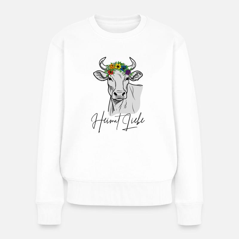 Kuh Heimat Liebe - Frauen Premium Bio Pullover - Weiß
