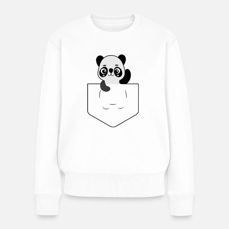 Putzi der Panda im Taschenformat - Frauen Premium Bio Pullover - Weiß