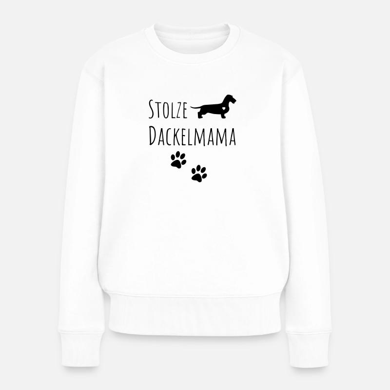 Stolze Dackelmama - Frauen Premium Bio Pullover - Weiß