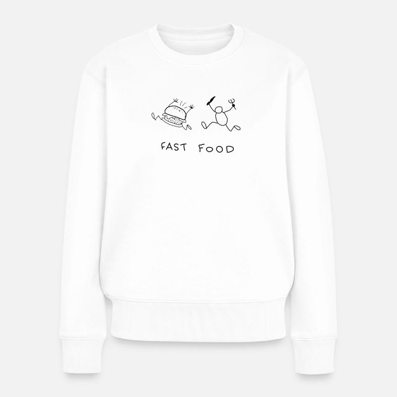 Fast Food - Frauen Premium Bio Pullover - Weiß