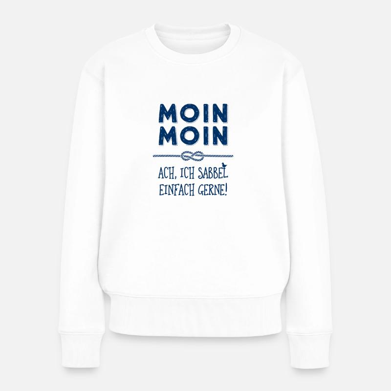 Moin Kapitän maritimer Schnack - Frauen Premium Bio Pullover - Weiß