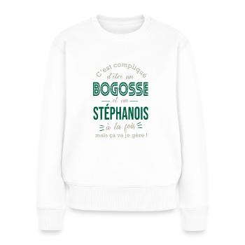 Stéphanois cadeau homme Saint étienne St étienne - Pull Premium bio Femme - blanc - Devant - Julia (174cm)