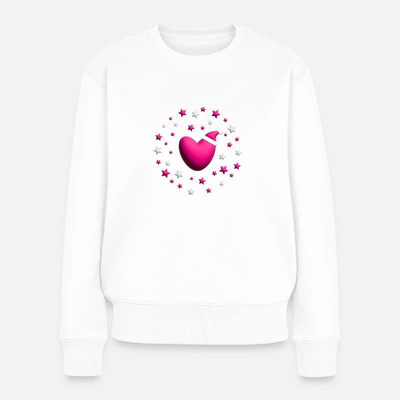 Pinkes Nikolaus und Weihnachtsherz. - Frauen Premium Bio Pullover - Weiß