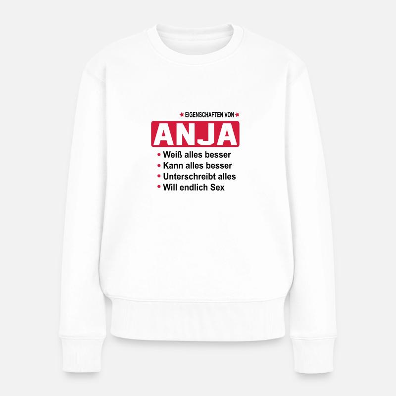 anja Geschenk Geschenkidee Name - Frauen Premium Bio Pullover - Weiß