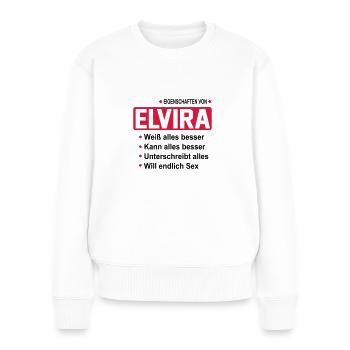elvira Geschenk Geschenkidee Name - Frauen Premium Bio Pullover - Weiß - Vorne - Julia (174cm)
