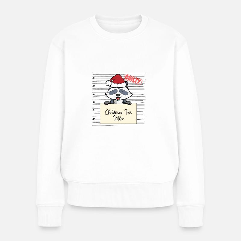 Weihnachtsbaum Umschubser Waschbär - Frauen Premium Bio Pullover - Weiß