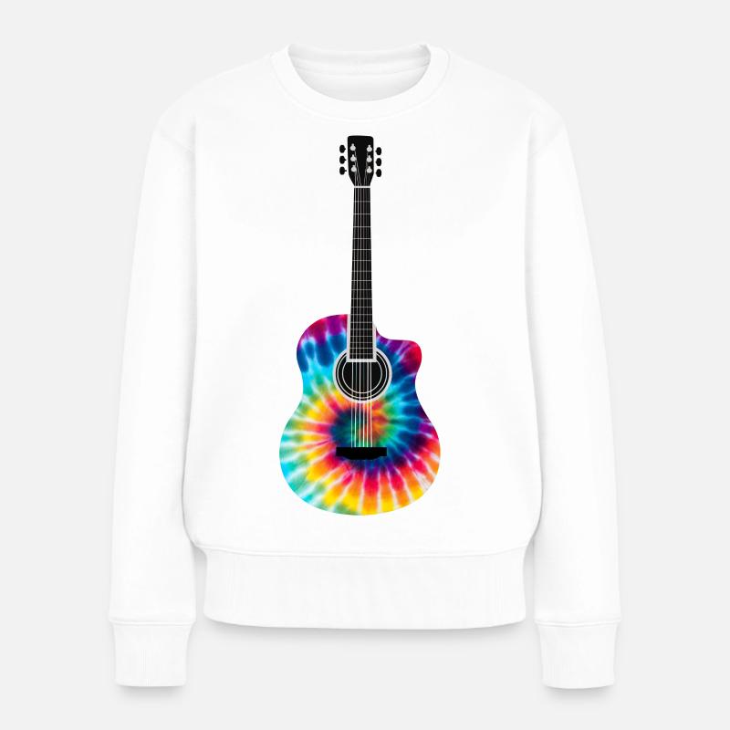 Design de guitare Tie Dye multicolore - Pull Premium bio Femme - blanc