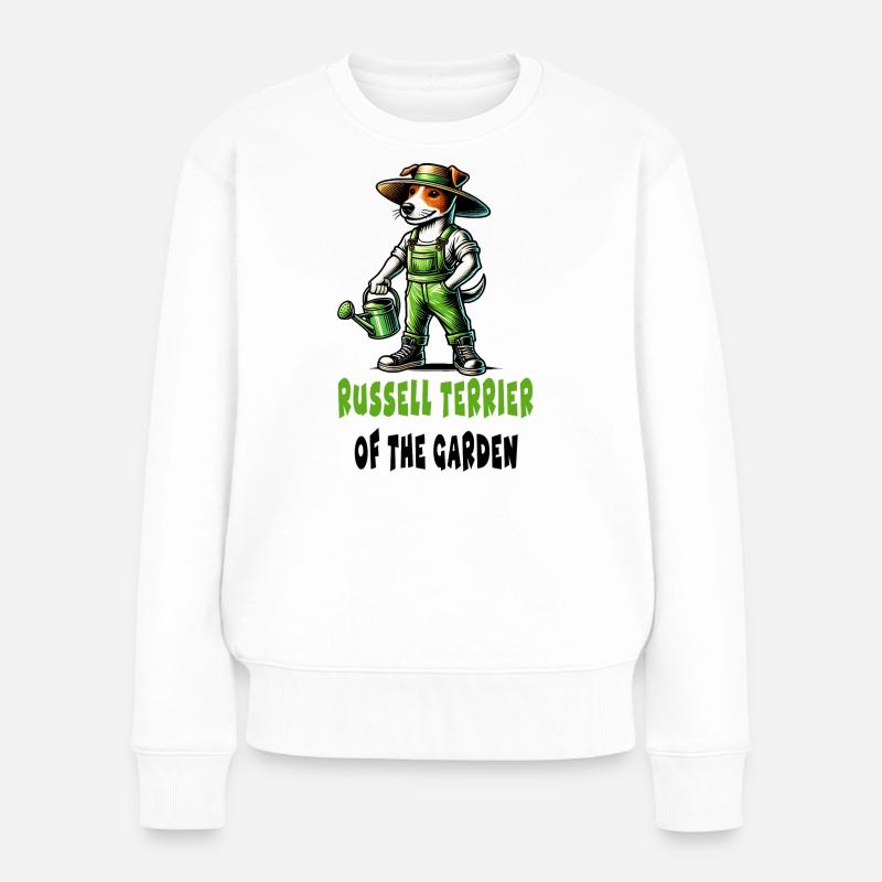 Jack Russell Terrier Gärtner - Frauen Premium Bio Pullover - Weiß