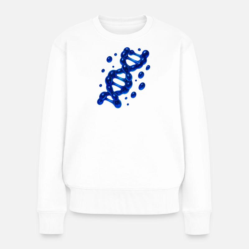3D DNS Helix Molekül Blau - Frauen Premium Bio Pullover - Weiß