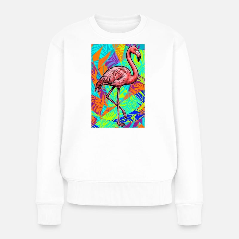 Flamingo - Frauen Premium Bio Pullover - Weiß