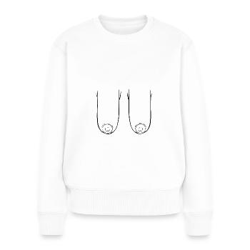 Paar Brüste - Frauen Premium Bio Pullover - Weiß - Vorne - Julia (174cm)