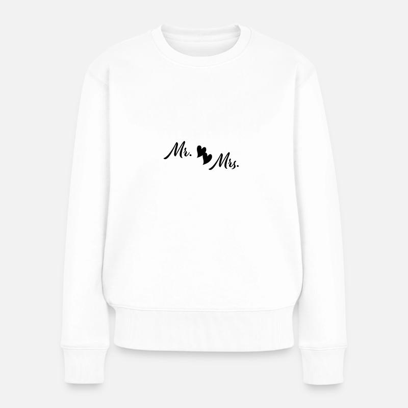 Mr. & Mrs. - Frauen Premium Bio Pullover - Weiß
