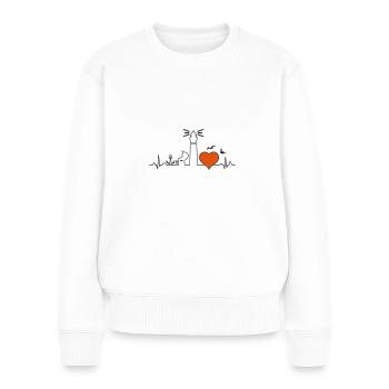 PHARE panier de plage mer côte coeur amour - Pull Premium bio Femme - blanc - Devant - Julia (174cm)