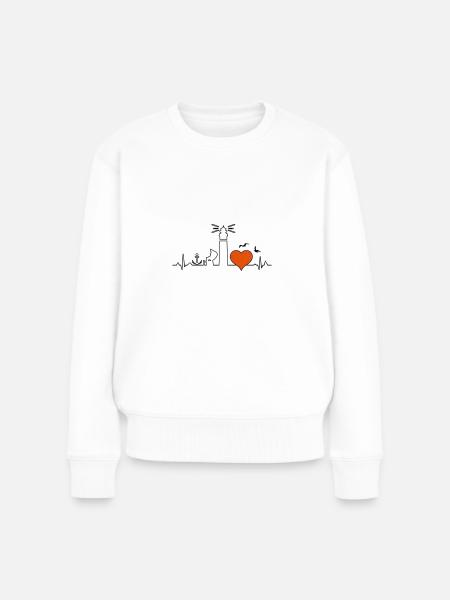 LEUCHTTURM Strandkorb Meer Küste Herz Liebe - Frauen Premium Bio Pullover - Weiß