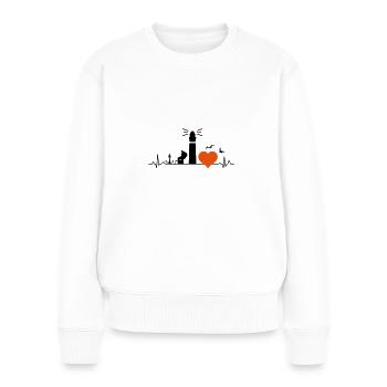 PHARE panier de plage mer côte coeur amour - Pull Premium bio Femme - blanc - Devant - Julia (174cm)