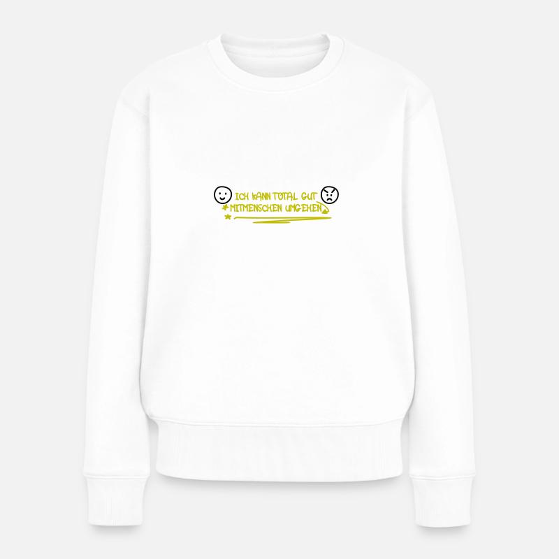 Mitmenschen/mit Menschen - doppeldeutig - Frauen Premium Bio Pullover - Weiß