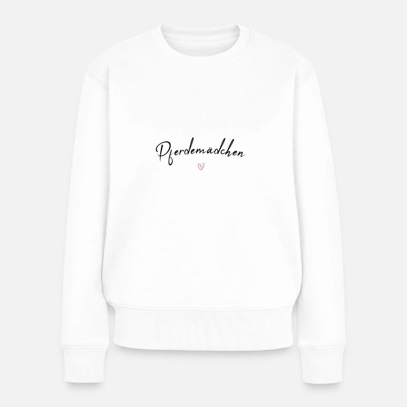 Pferdemädchen Reiten Pferd - Frauen Premium Bio Pullover - Weiß