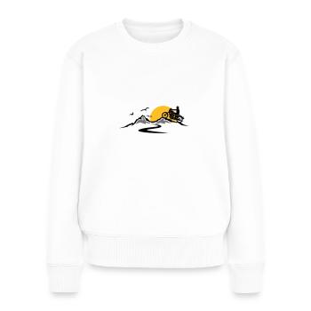Chopper Motorrad retro Vintage Berge Sonne - Frauen Premium Bio Pullover - Weiß - Vorne - Julia (174cm)