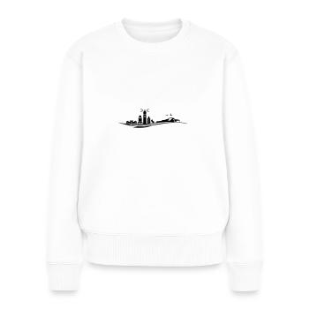RÜGEN ÎLE D’OSTEE Phare Emblème - Pull Premium bio Femme - blanc - Devant - Julia (174cm)