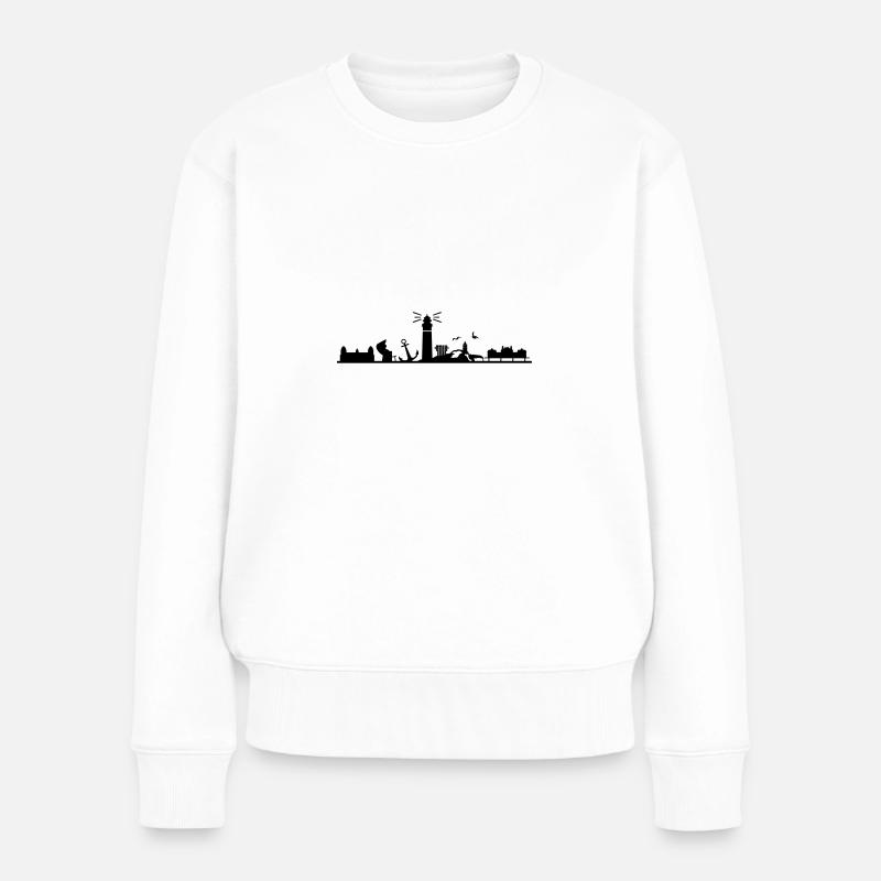 RÜGEN INSEL OSTEE Leuchtturm Wahrzeichen - Frauen Premium Bio Pullover - Weiß