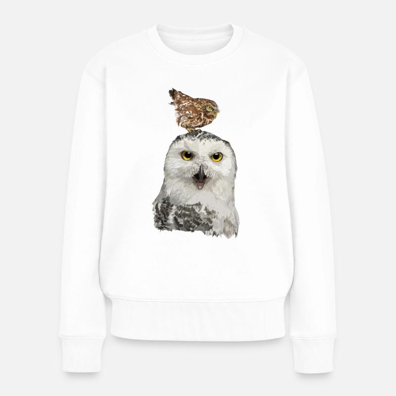 Nächtliche Raubvögel - Frauen Premium Bio Pullover - Weiß