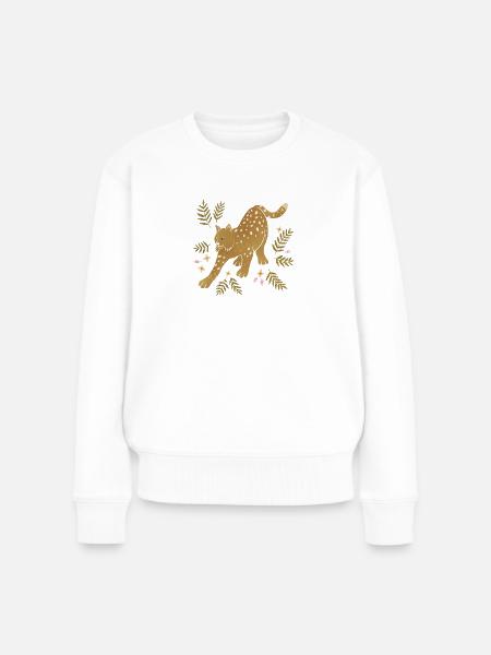 Wilde Tiere - Luchs - Frauen Premium Bio Pullover - Weiß