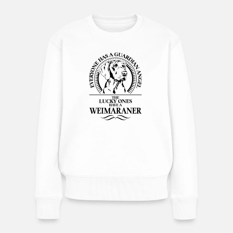 WEIMARANER Guardian Angel Hundespruch Wilsigns - Frauen Premium Bio Pullover - Weiß